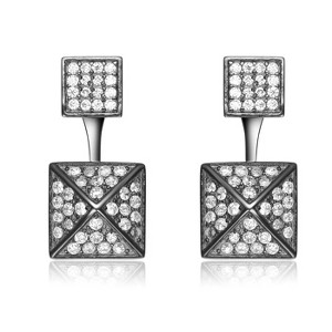 Guili Sterling Silver Cubic Zirconia Multiple Square Jacket Earrings - 1 of 2