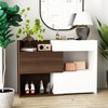 FUFU&GAGA Shoe Cabinet White Patchwork Brown Expandable Structure Design - 4 of 4
