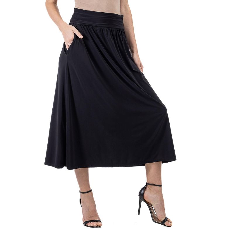 24seven Comfort Apparel Womens Foldover Maxi Skirt With Pockets, 5 of 7
