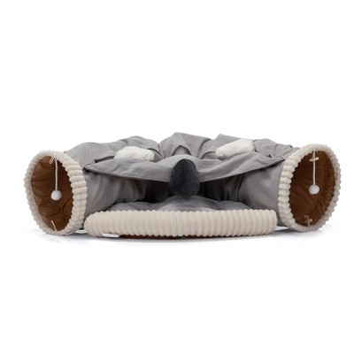 Cat's Telescopic Tunnel Cushioned Bed Pet Nest Teasing Balls Zipper Connection Feline Supplies