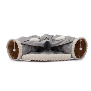 Cat's Telescopic Tunnel Cushioned Bed Pet Nest Teasing Balls Zipper Connection Feline Supplies - 1 of 4