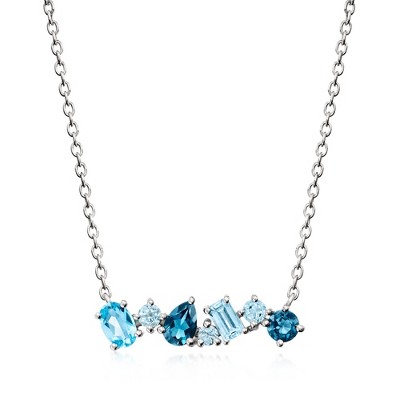 Ross-Simons 1.40 ct. t.w. Multi-Shaped Tonal Blue Topaz Necklace in Sterling Silver Size 18