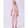 cheibear Women's Satin Silky 3/4 Sleeve Shirt with Long Pajama Pant Soft Pajama Set - image 3 of 4