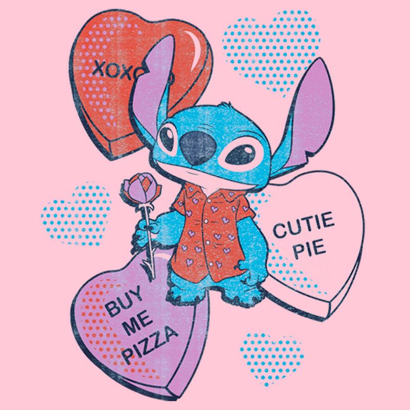 Girl's Lilo & Stitch Valentine's Day Candy Hearts T-Shirt, 2 of 5