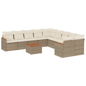 vidaXL Garden Sofa Set Beige PE Rattan Large Modular Garden Sofa Set - 1 of 4