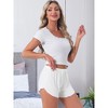 INSPIRE CHIC Women's Shorts Scalloped Hem Elastic Waist Adjustable Drawstring Ruffle Soft Cozy Sleepwear - 3 of 4