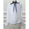 Allegra K Women's Organza Long Narrow Skinny Stripe Pattern Bag Handle Decor Waistband Scarf - 2 of 4