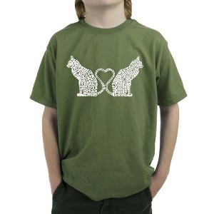 LA Pop Art Cat Tail Hearts - Boy's Word Art T-Shirt - 1 of 4