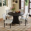 5 PCS Round Dining Table Set Dining Set Kitchen Table Set with 4 Upholstered Chairs, Retro Farmhouse, Natural Wood Wash/Espresso-Modernluxe - 2 of 4