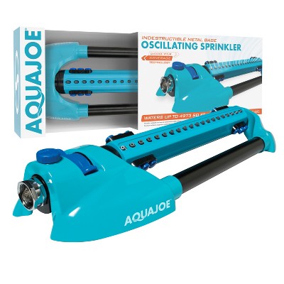 Photo 1 of Aqua Joe AJ-OMS20-BRS Indestructible Metal Base Oscillating Sprinkler | Customizable Coverage | 4973 sq ft Max Coverage