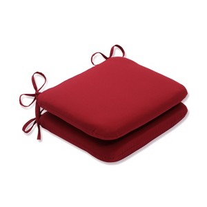 2-Piece Outdoor Seat Pad/Dining/Bistro Chair Cushion Set - Red - Pillow Perfect: Weather-Resistant, Fade-Resistant, Polyester Fiber Fill - 1 of 3
