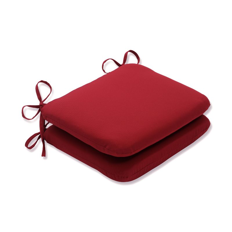 2-Piece Outdoor Seat Pad/Dining/Bistro Chair Cushion Set - Red - Pillow Perfect, 1 of 5