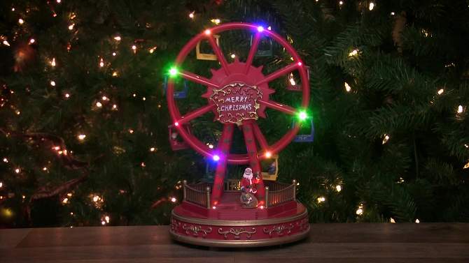 Northlight 11.25" Red and Gold LED Lighted and Musical Rotating Christmas Ferris Wheel, 2 of 8, play video