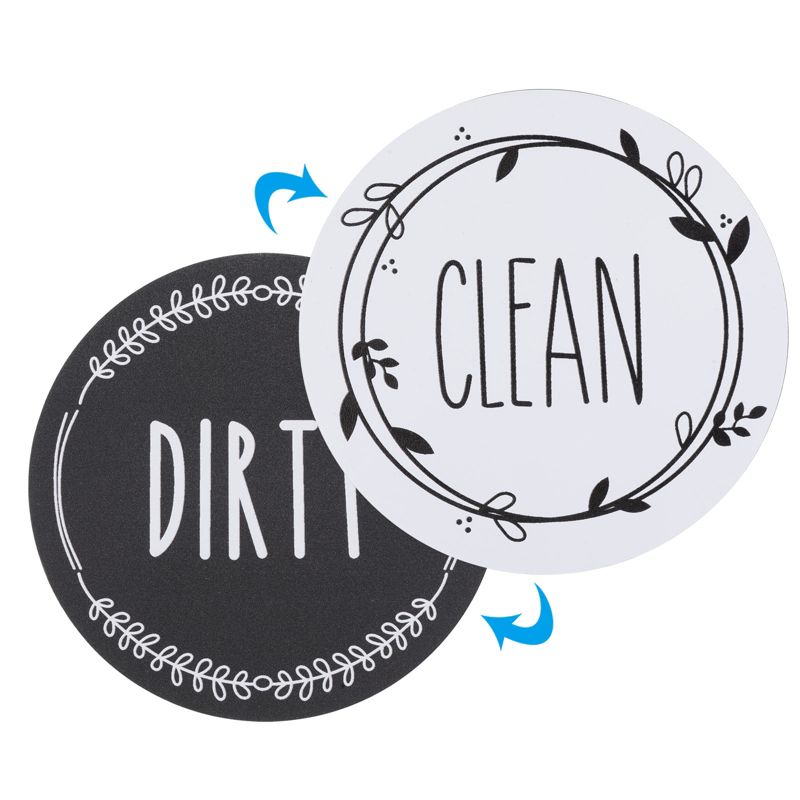 Unique Bargains Round Dirty Clean Dishwasher Refrigerator Kitchen Organization Clean Dirty Sign Magnet 3.5 inch 1 Pc, 4 of 6