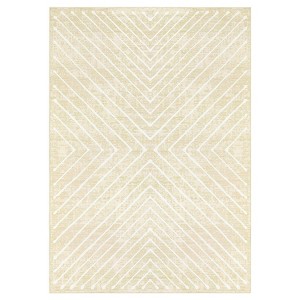 Washable Modern Stripe Rug Non Slip Low Pile Rug Soft Throw Floor Cover Foldable Indoor Carpet for Living Room Bedroom,Beige/10'x13' - 1 of 4