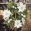 16 Inch Christmas Wreath for Front Door, Xmas Door Wreath with Balls, Artificial Flowers, Berries & Pine Cones for Fireplace  Window Table Centerpiece - 2 of 4