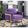 LeisureMod Lincoln Accent Arm Chair Upholstered in Velvet with Gold Frame - 2 of 4