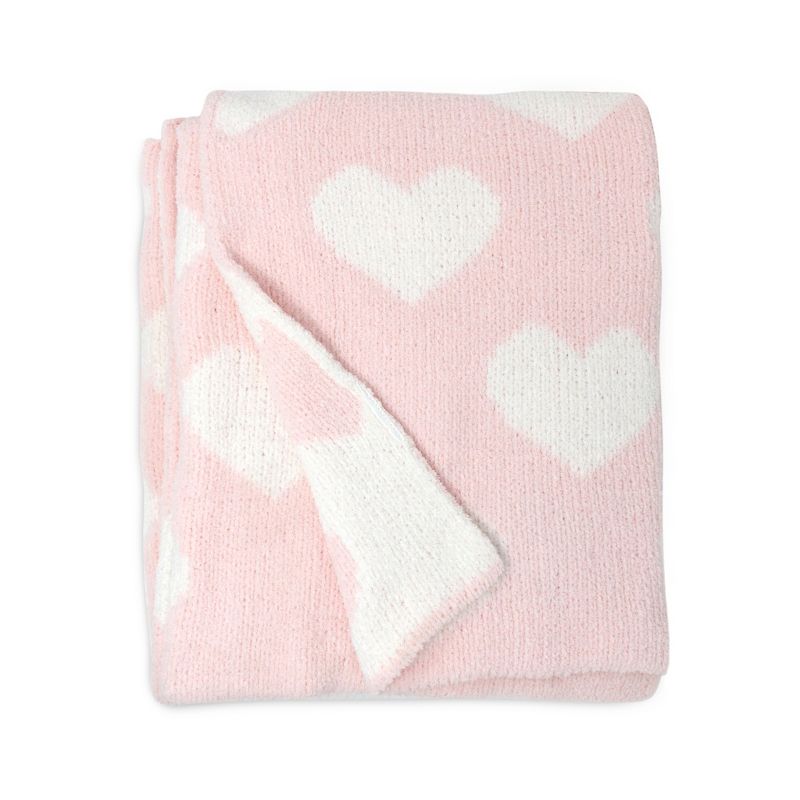 Living Textiles|Chenille Baby Blanket - Pink Hearts, 3 of 5