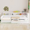 TIRAMISUBEST Twin Size L-Shaped Double Platform Beds with Trundle, Storage Bed Frame with Shelf, Drawer & Charging Station - 3 of 4