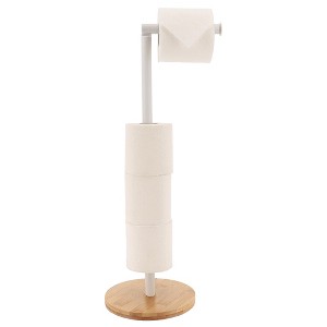 Evideco French Home Goods Freestanding Toilet Paper Holder Stand with Bamboo Base - 1 of 4