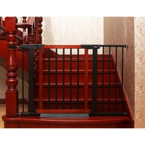 Tramull Baby Gate/Baby Gate for Stair with Banisters/Pet Gate, Fit Stairway or Doorway, Extendable, Auto Close, Pressure Mount (Metal) - 1 of 1