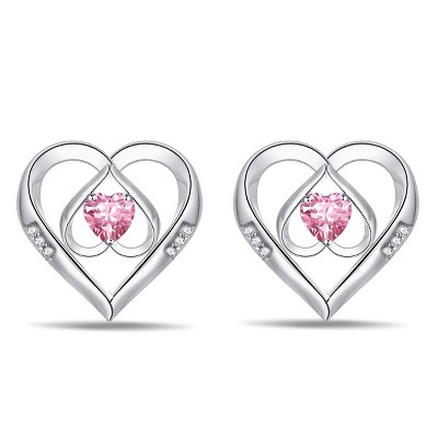 Paaaawaters 925 Silver 5A Cubic Zirconia Triple Heart Stud Earring for Women