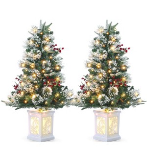 Christmas Tree for Front Door, Christmas Tree with Potted, Xmas Tree with Red Berries, Xmas Tree for Holiday Decor - 1 of 4