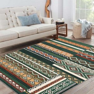 Vintage Patchwork Runner Rug - Machine Washable, Non-Slip, Stain-Resistant, Geometric Design, Foldable, Soft Low-Pile for Hallway - 1 of 4