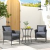 Costway 3 PCS Patio Furniture Set with Cushioned Patio Chairs & Tempered Glass Coffee Table Grey/Navy/White/Black - 4 of 4