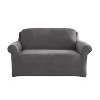 Sure Fit Hampstead Stretch Velvet Loveseat Slipcover Charcoal Gray: Machine Washable, Pet Friendly, Indoor Use - 3 of 4