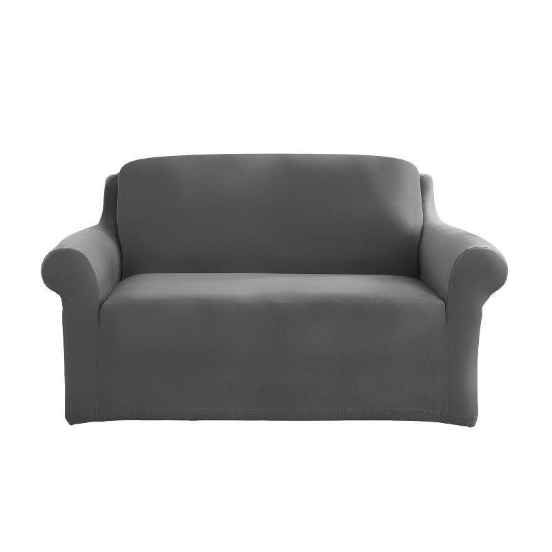 Sure Fit Hampstead Stretch Velvet Loveseat Slipcover Charcoal Gray, 3 of 6