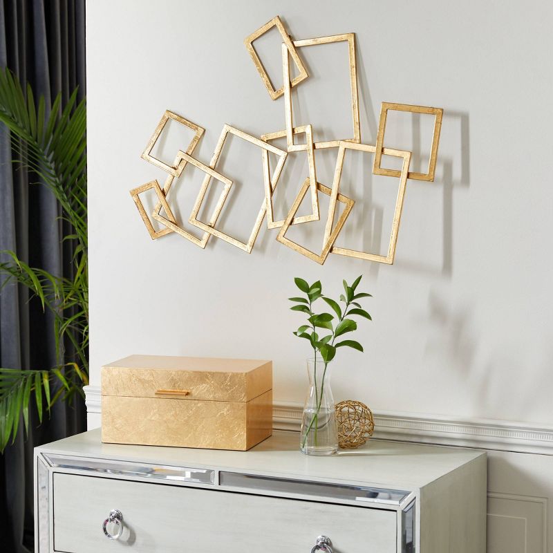 Metal Geometric Overlapping Rectangles Wall Decor Gold - CosmoLiving by Cosmopolitan, 3 of 16