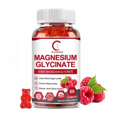 GPGP GreenPeople Magnesium Glycinate Gummies 400mg - Supplement with Vitamin D, B6, CoQ10 for Relax, Sleep & Heart Health - 60 Ct