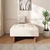 Kumasinova Square Accent Ottoman with Linen Upholstery,Chic Tufted Ottoman Bench with Solid Wood Legs for Bedroom and Living Room,Beige - 2 of 4