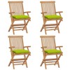 vidaXL Set of 4 Bright Green Cushion Patio Chairs - Solid Teak Wood - Outdoor Furniture for Garden, Terrace & Patio - Foldable for Easy Storage - 2 of 4