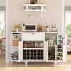 Aheaplus 55" Corner Wine Bar Cabinet with Wine Rack, Coffee Buffet Cabinet with Adjustable Shelves and Door - 2 of 4