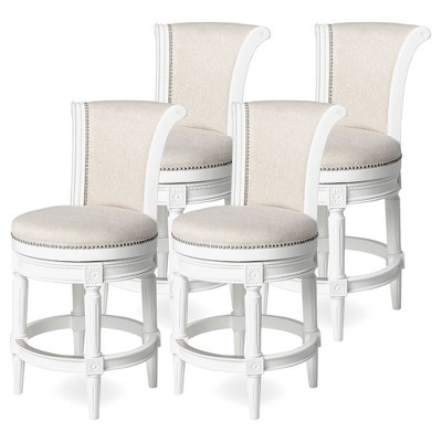Maven Lane Wooden Swivel Upholstered Kitchen Stool, Set of 4