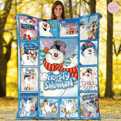 Ultra Soft Frosty Snowman Blanket Cozy Micro Flannel Throw, Christmas Winter Gift