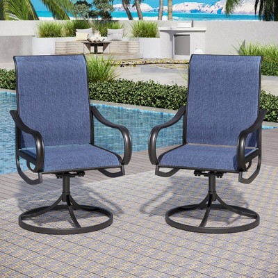 Captiva Designs Outdoor Dining Breathable Quick-dry Sling Steel Chairs with 360 Degree Swivel