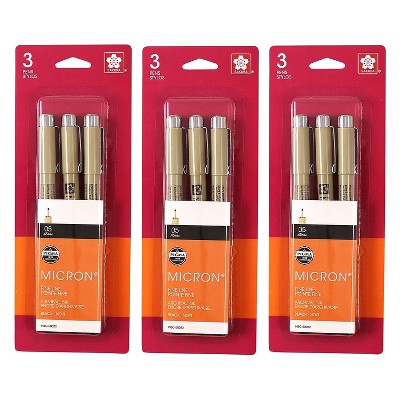 Sakura Pigma Micron Pen Fineliner Black Ink 3/Bundle (SAK50022-3)
