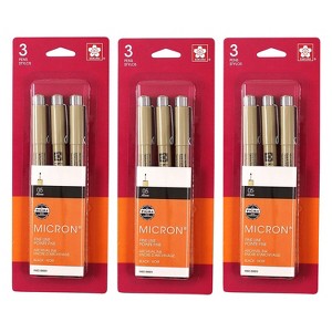 Sakura Pigma Micron Pen Fineliner Black Ink 3/Bundle (SAK50022-3) - 1 of 3