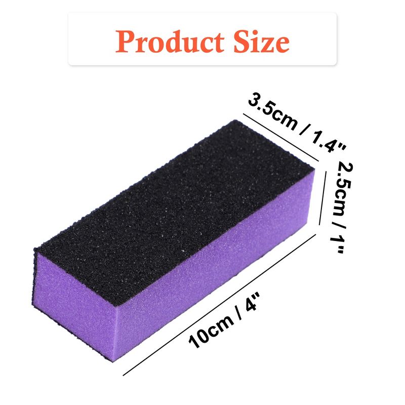 Unique Bargains 4 Way Nail File Art Shiner Polish Buffer Buffing Block  Black Purple 2 Pcs, 4 of 7
