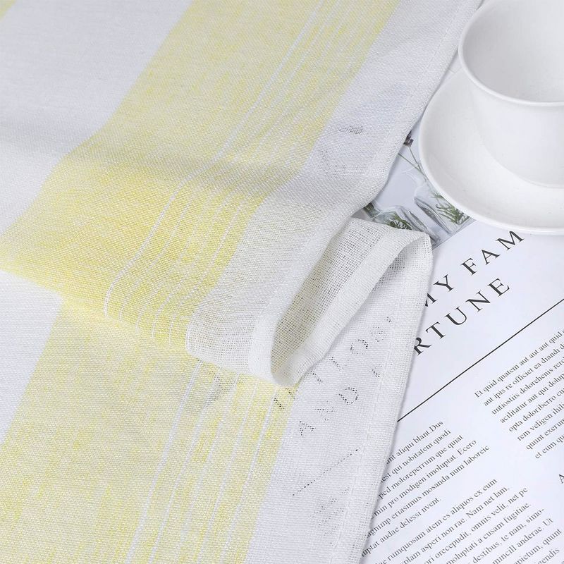 Vertical Stripe Linen Textured Voile Sheer Short Kitchen Curtains, 4 of 6