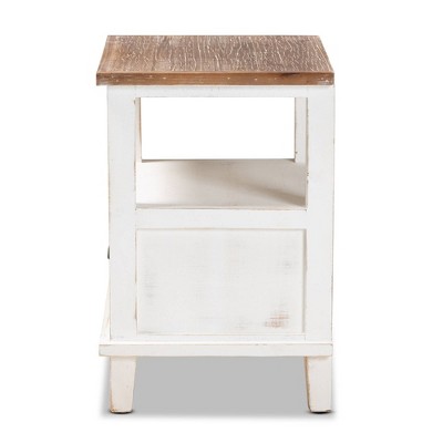 Glynn Rustic White and Oak Brown 1-Drawer Nightstand