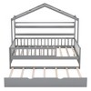 Classic Twin/Full Size Wood House Bed with Twin Trundle Bed, Guardrails and Shelves 4N - ModernLuxe - 4 of 4