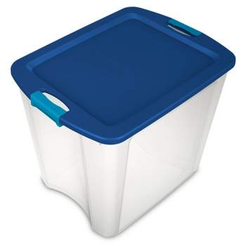 Sterilite 26 Gal Latch & Carry Clear with Blue Lid and Blue Latches