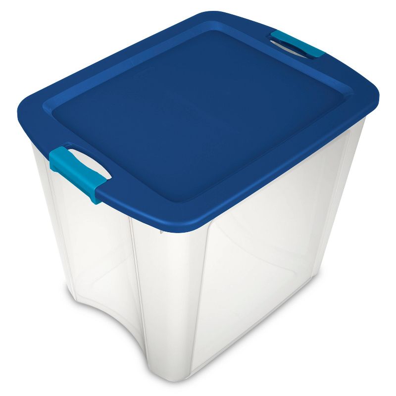 Sterilite 26 Gal Latch & Carry Clear with Blue Lid and Blue Latches, 1 of 10