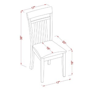 East West Furniture, Capri  slat  back    kitchen  Chair  with    Leather  Upholstered  Seat,  Set  of  2 - 1 of 3