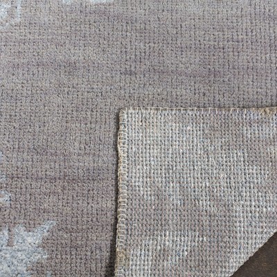Gray Hand-Knotted Wool and Viscose Square Rug, 6' x 6'