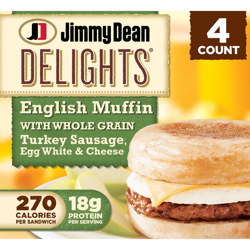 Jimmy Dean Delights Turkey Sausage, Egg Whites, & Cheese Frozen English Muffin - 4ct, 1 of 11